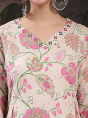 Stylum Women's Blush Floral Printed Cotton Straight Kurta Pant Dupatta Set (KPDBLUSHBRITTY)