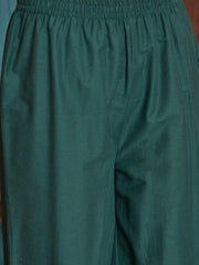 Stylum Women's Green Solid Cotton Straight Kurta Pant Dupatta Set (KPDGREENPANNA)