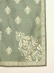 Stylum Women's Green Ikkat Printed Chanderi Straight Kurta Pant Dupatta Set (KPDGREENROCHAK)