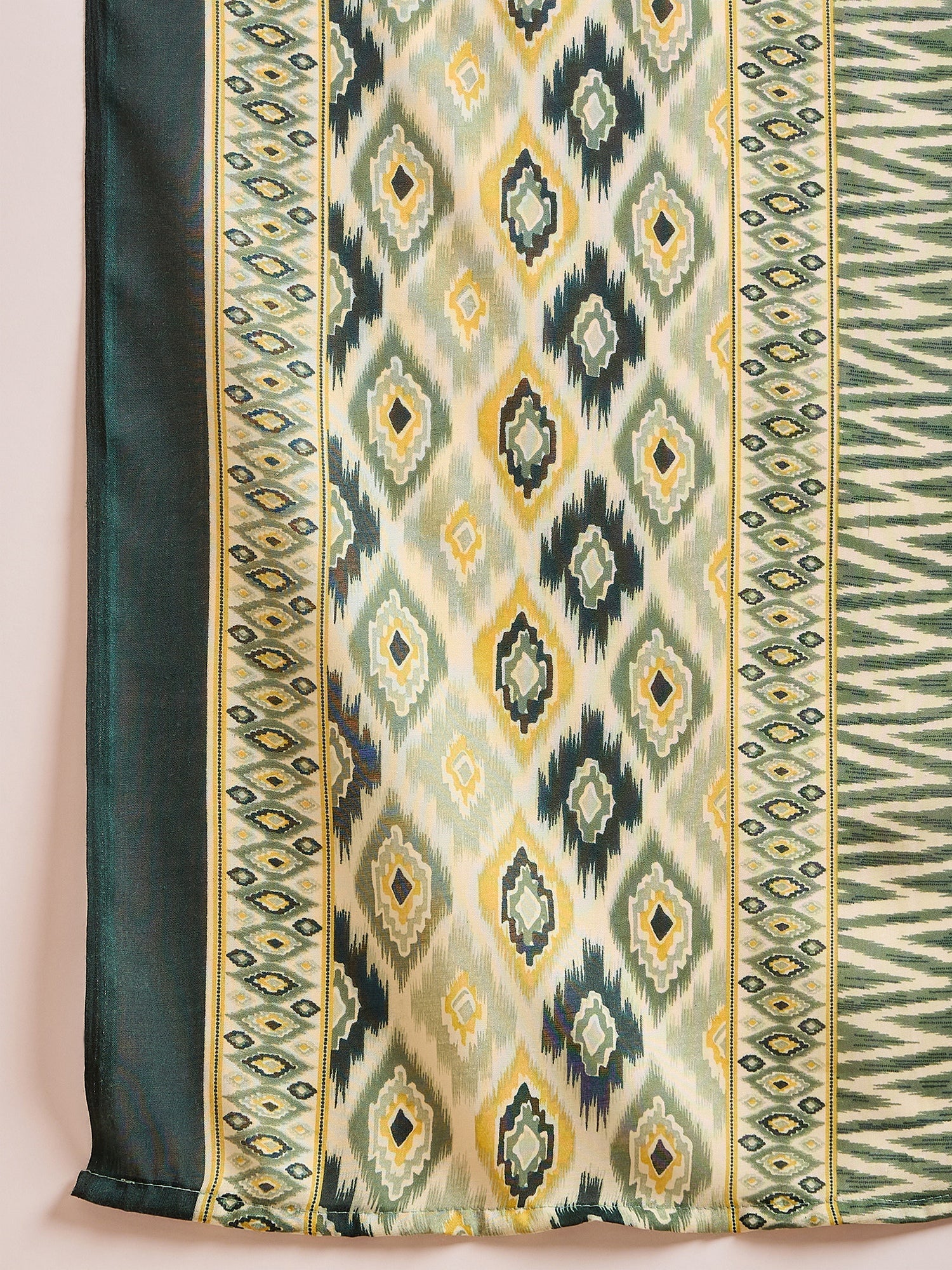 Women's Green Geometric Printed Cotton Blend Straight Kurta Pant Dupat