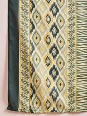 Stylum Women's Green Geometric Printed Cotton Blend Straight Kurta Pant Dupatta Set (KPDGREENSABU)