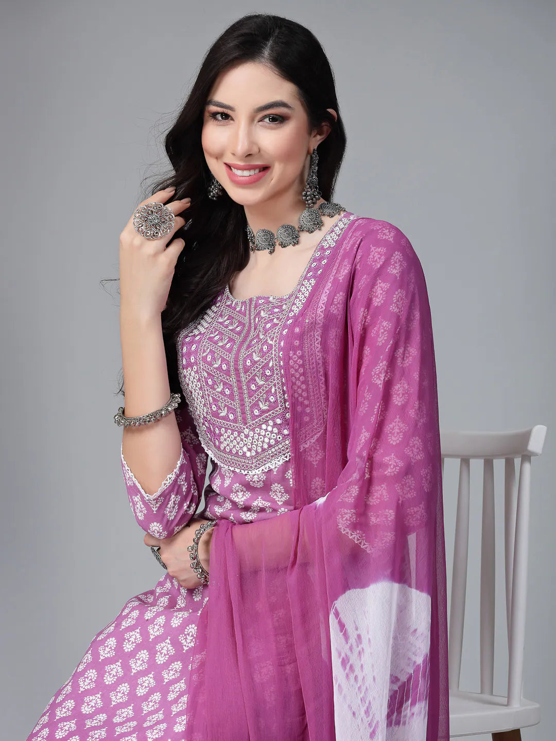 Embroidered Rayon Kurta Pant Dupatta Set | Women's Kurta Sets