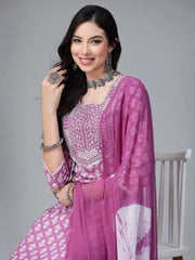 Women's Printed & Embroidered Rayon Kurta Pant Dupatta Set-KPDIRA