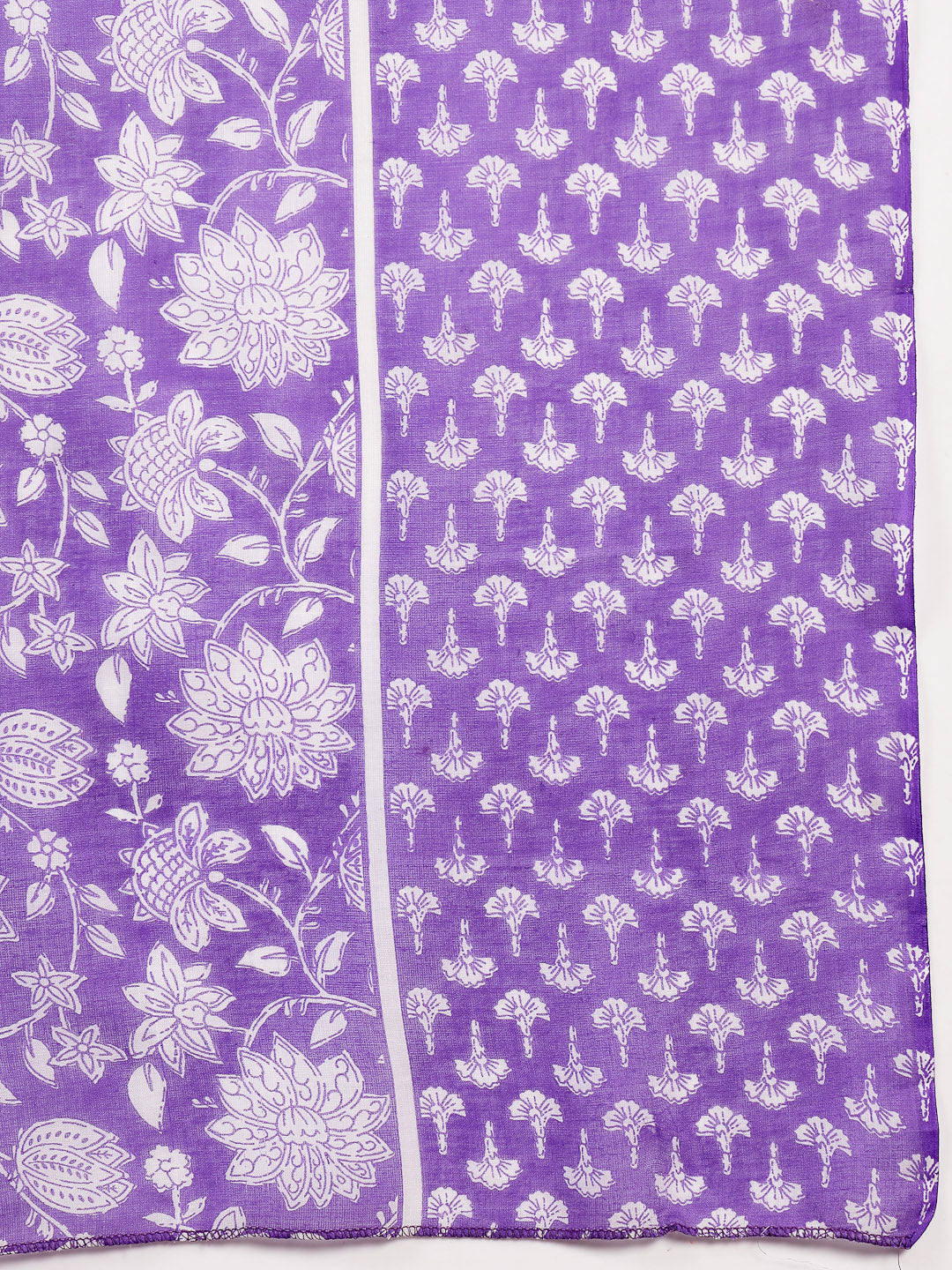 Stylum Women's Lavender Floral Printed Cotton Straight Kurta Pant Dupatta Set (KPDLAVENDERAMARA)