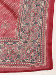 Stylum Women's Maroon Ajrakh Printed Cotton A-Line Kurta Pant Dupatta Set (KPDMAROONHEERA)
