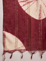 Women's Maroon Solid & Embroidered Crepe A-Line Kurta Pant Dupatta Set (KPDMAROONMILANI)