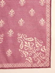 Stylum Women's Maroon Ikkat Printed Chanderi Straight Kurta Pant Dupatta Set (KPDMAROONROCHAK)