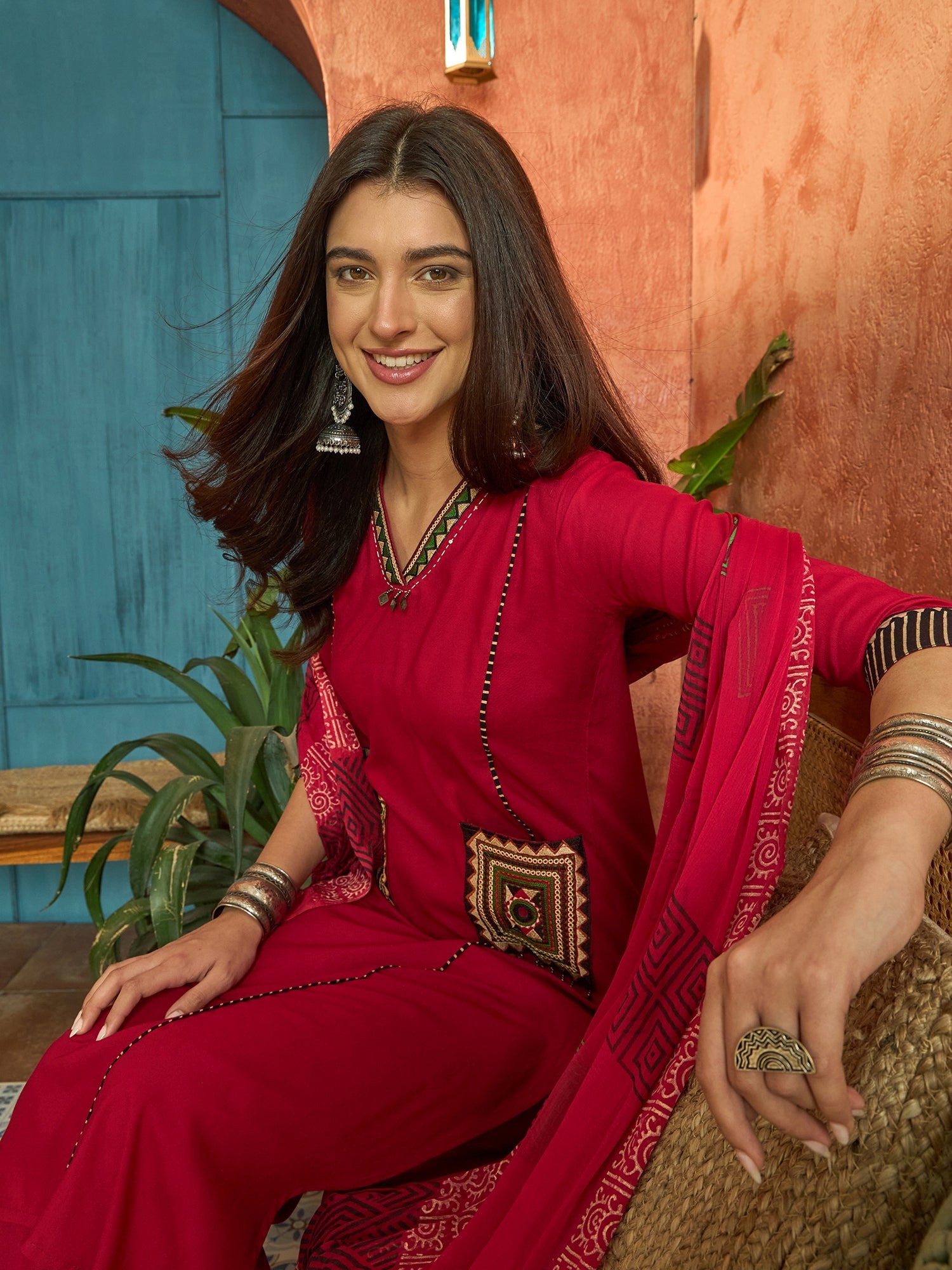 Stylum Women's Maroon Solid Rayon Straight Kurta Palazzo Dupatta Set (KPDMAROONTULIP)