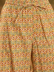 Stylum Women's Mustard Ethnic Motif Printed Cotton Straight Kurta Palazzo Dupatta Set (KPDMUSTARDMUMBA)