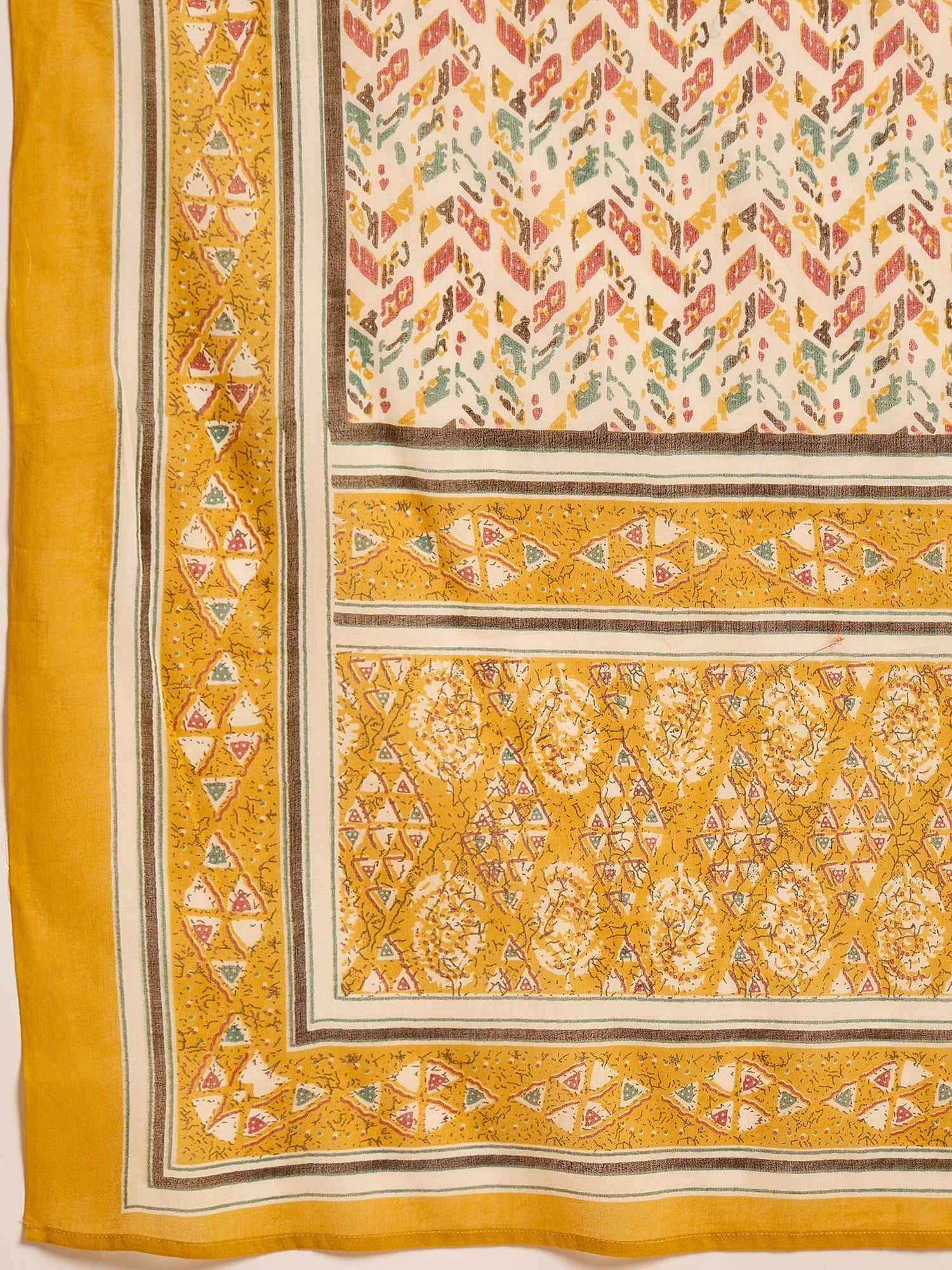 Women's Mustard Ethnic Motif Printed Cotton Straight Kurta Palazzo Dup
