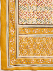 Stylum Women's Mustard Ethnic Motif Printed Cotton Straight Kurta Palazzo Dupatta Set (KPDMUSTARDMUMBA)