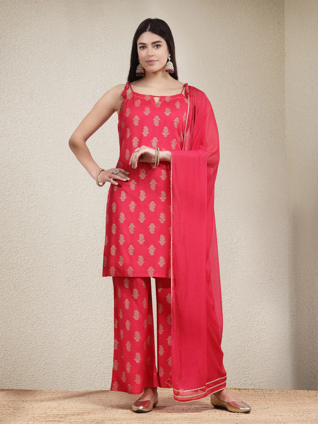 Paisley Printed Kurta Palazzo Set - Women's Palazzo Sets