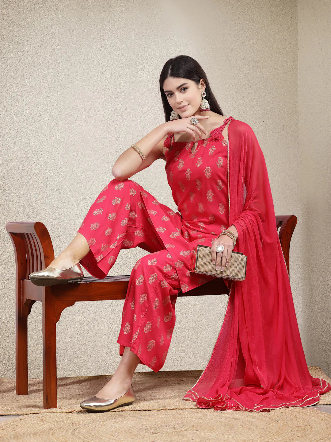 Paisley Printed Kurta Palazzo Set - Women's Palazzo Sets