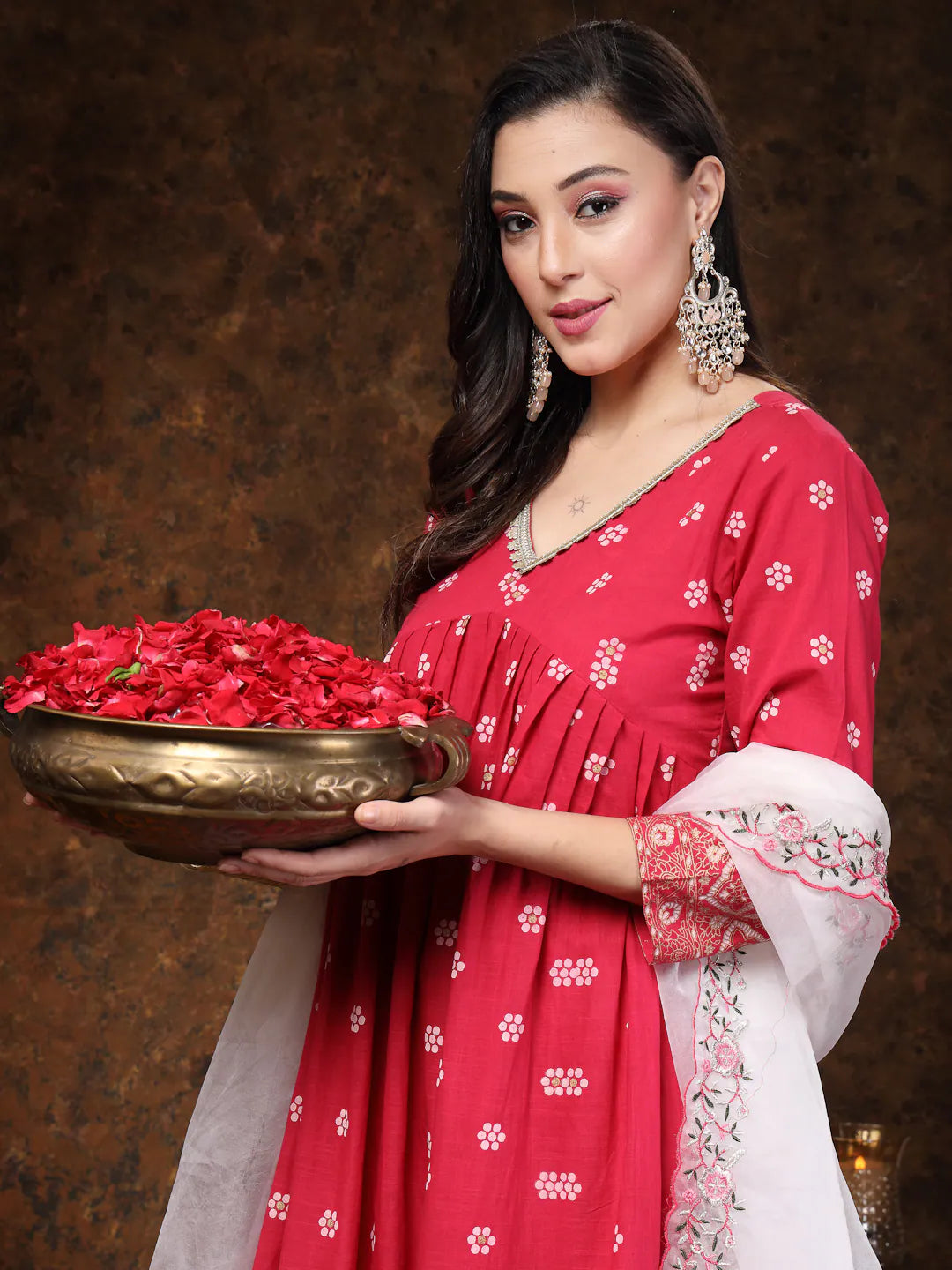 Pink Printed Cotton Kurta Set | Indian Kurta Set with Dupatta