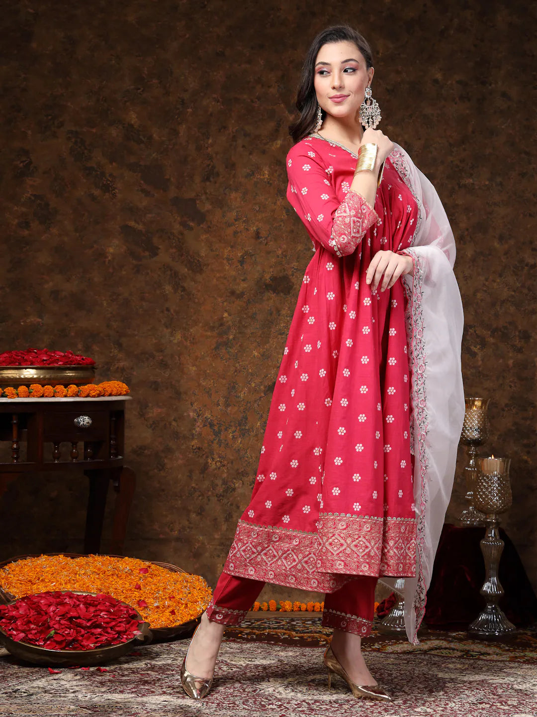 Pink Printed Cotton Kurta Set | Indian Kurta Set with Dupatta
