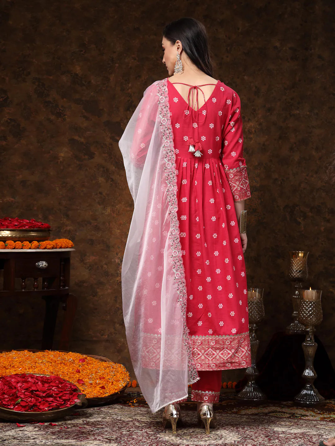 Pink Printed Cotton Kurta Set | Indian Kurta Set with Dupatta