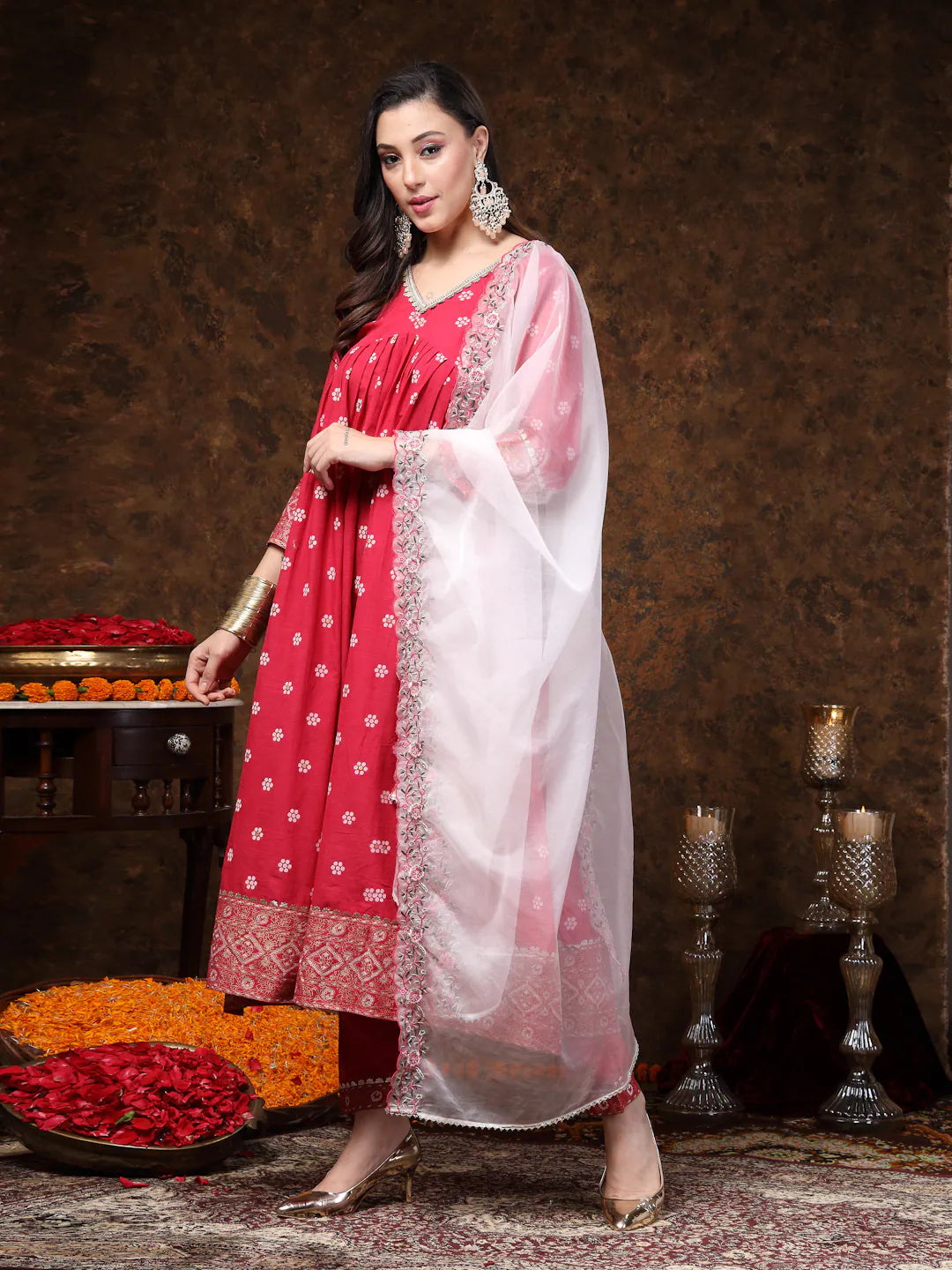 Pink Printed Cotton Kurta Set | Indian Kurta Set with Dupatta