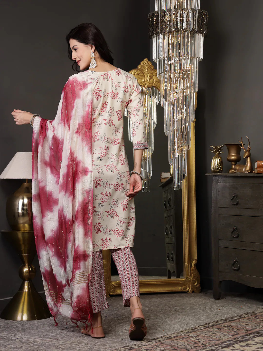 Pink Printed Kurta Set with Dupatta | Women's Cotton Kurta Sets
