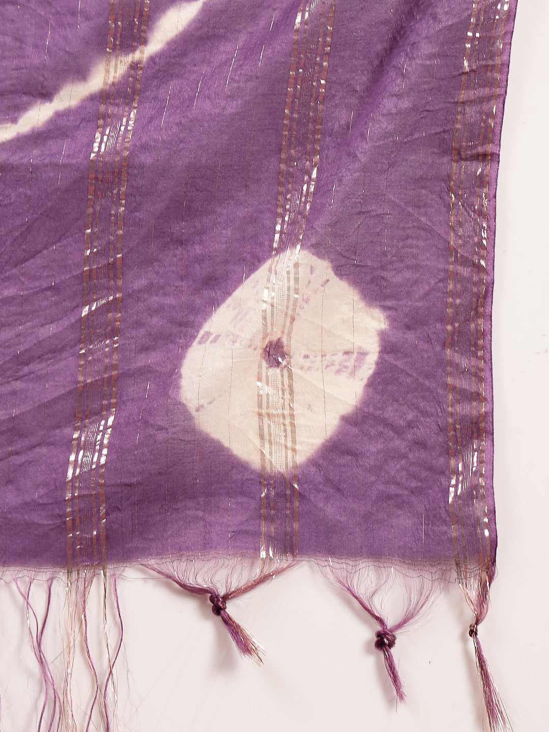 Women's Purple Solid & Embroidered Silk Blend A-Line Kurta Pant Dupatt
