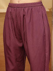 Stylum Women's Purple Floral Printed Chanderi Silk Straight Kurta Pant Dupatta Set (KPDPURPLERUHANI)