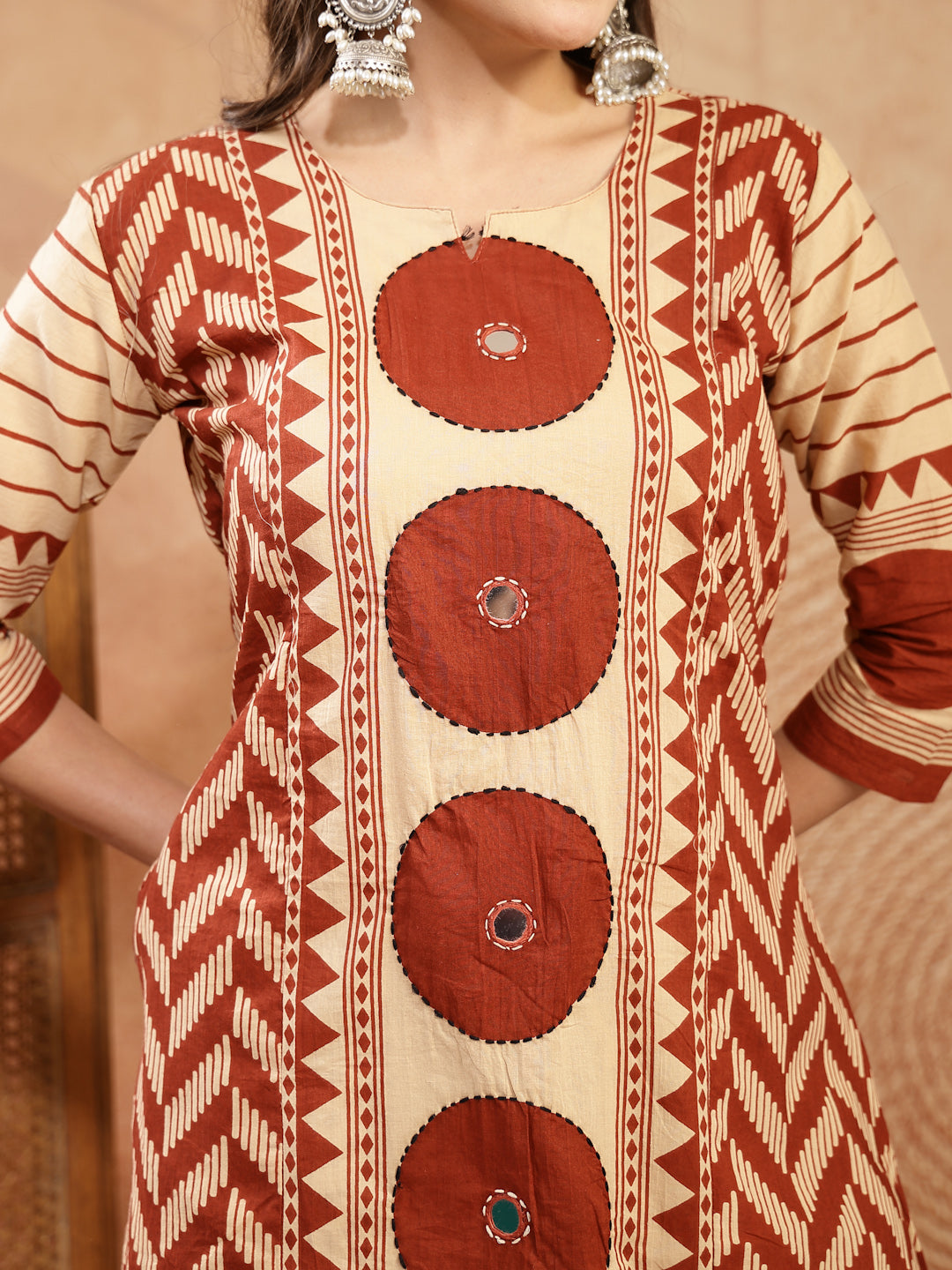 Women's Red Printed Cotton A-Line Kurta Palazzo Dupatta Set (KPDREDDIM