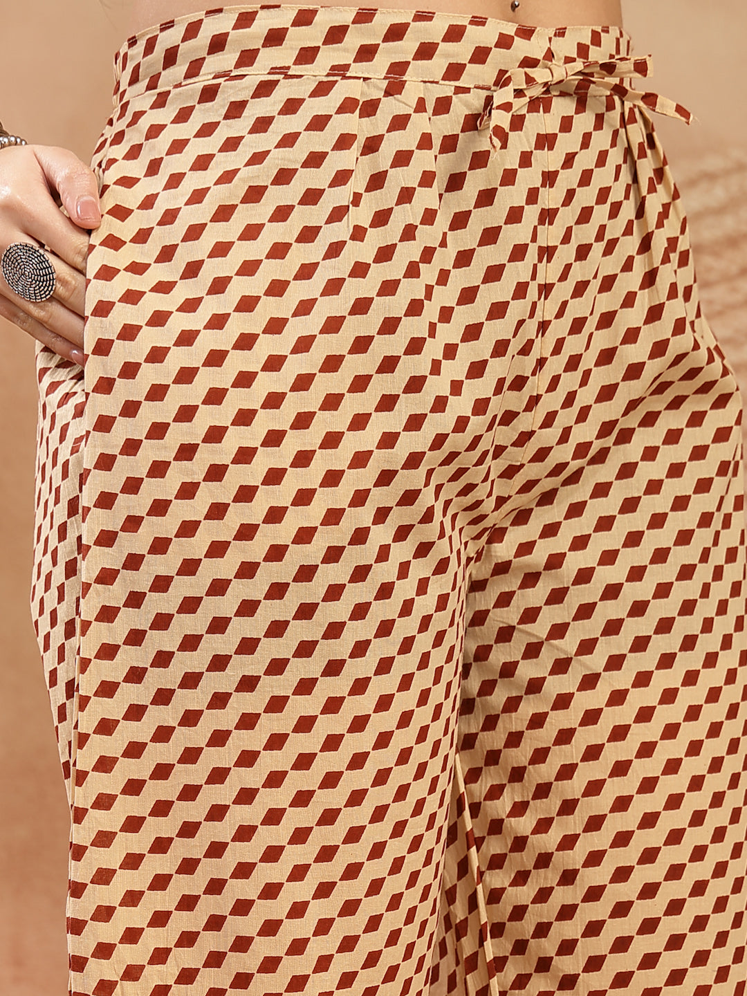 Women's Red Printed Cotton A-Line Kurta Palazzo Dupatta Set (KPDREDDIM