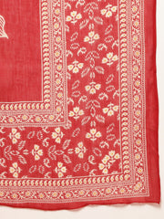 Stylum Women's Red Solid & Embroidered Cotton A-Line Kurta Pant Dupatta Set (KPDREDMUSAFIR)