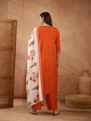 Stylum Women's Rust Solid Rayon Straight Kurta Pant Dupatta Set (KPDRUSTGOLIMA)