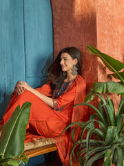 Stylum Women's Rust Solid Rayon A-Line Kurta Palazzo Dupatta Set (KPDRUSTKORAM)