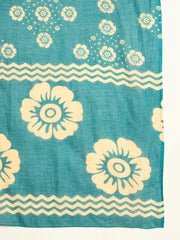 Stylum Women's Sky Blue Floral Printed Cotton Straight Kurta Pant Dupatta Set (KPDSKYMELLOW)