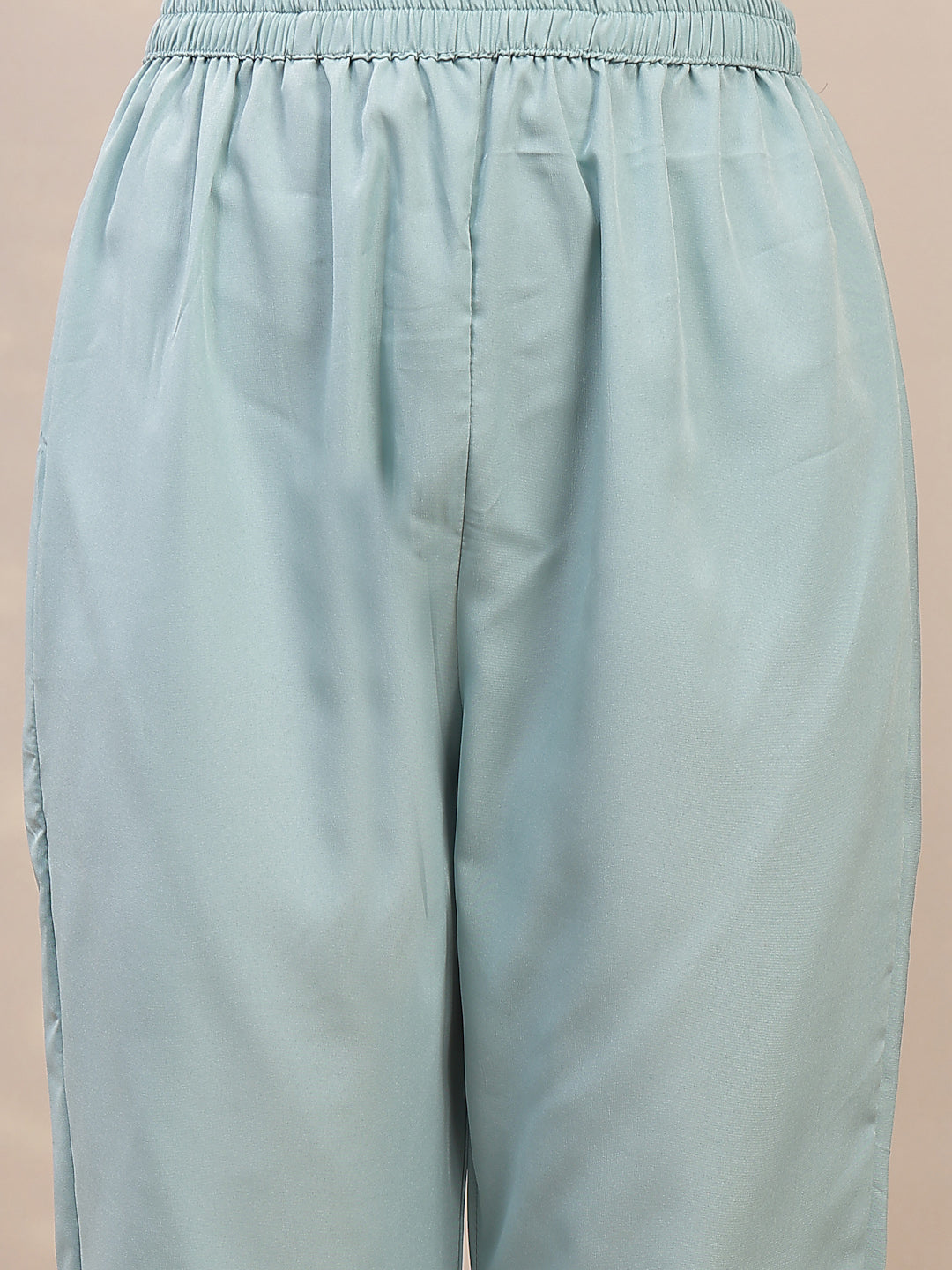 Women's Sky Blue Floral Printed Chanderi Silk Straight Kurta Pant Dupa