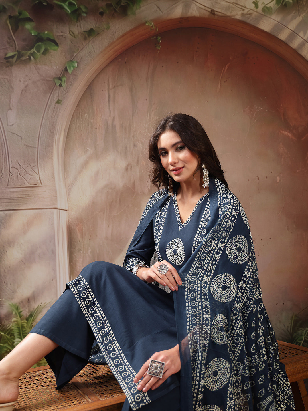 Women's Teal Solid Cotton A-Line Kurta Palazzo Dupatta Set (KPDTEALSNI