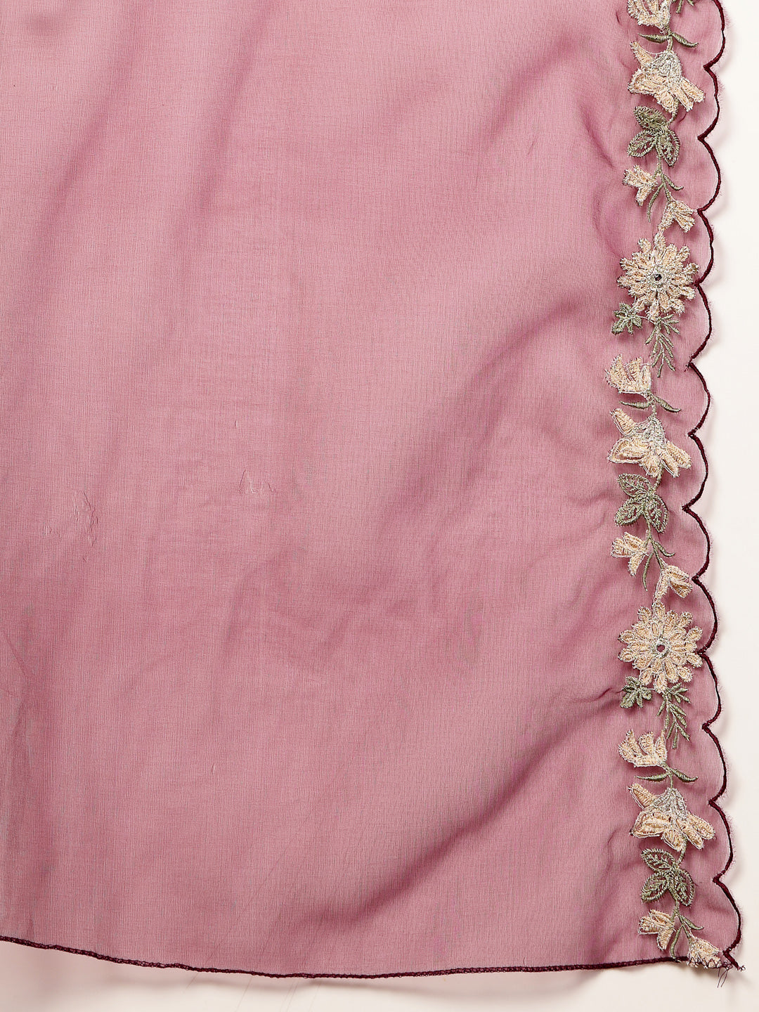 Women's Violet Solid & Embroidered Crepe A-Line Kurta Pant Dupatta Set
