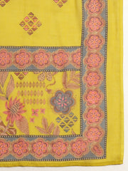 Stylum Women's Yellow Floral Printed Cotton Straight Kurta Pant Dupatta Set (KPDYELLOWYAMIR)