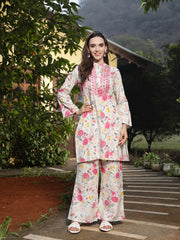 Stylum Women's White Floral Printed & Embroidered Rayon Straight Kurta Palazzo Set (KPMULTIKAYALI)