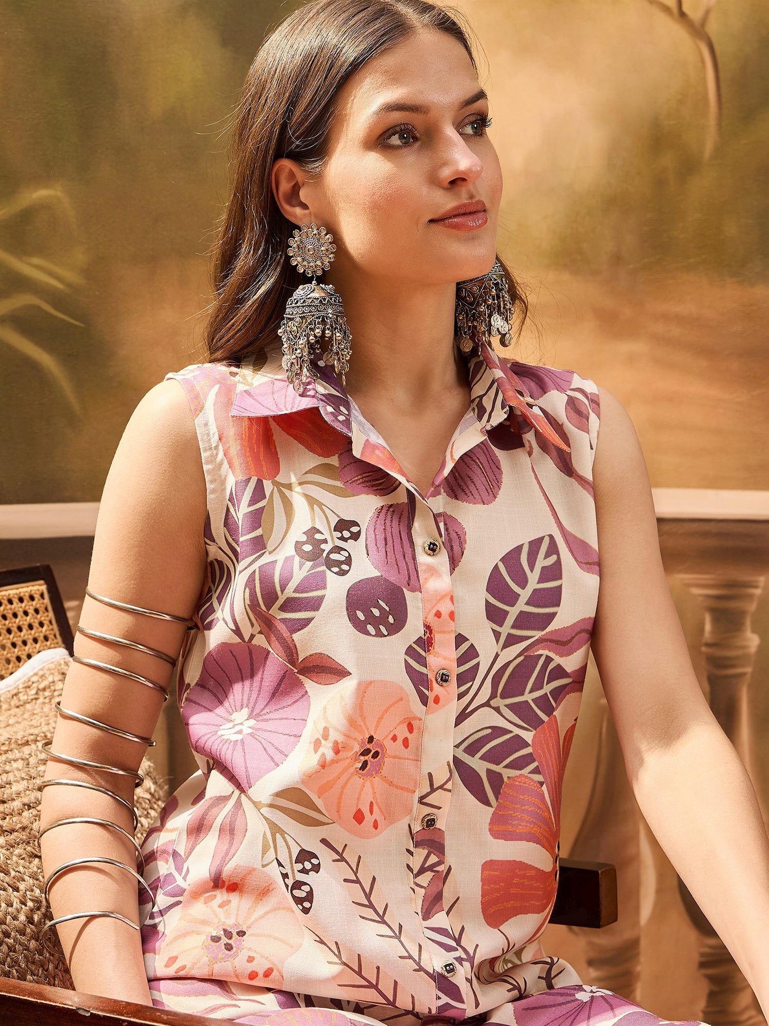 Women's Multicolor Floral Printed Cotton Blend Kurta Palazzo Set (KPMU