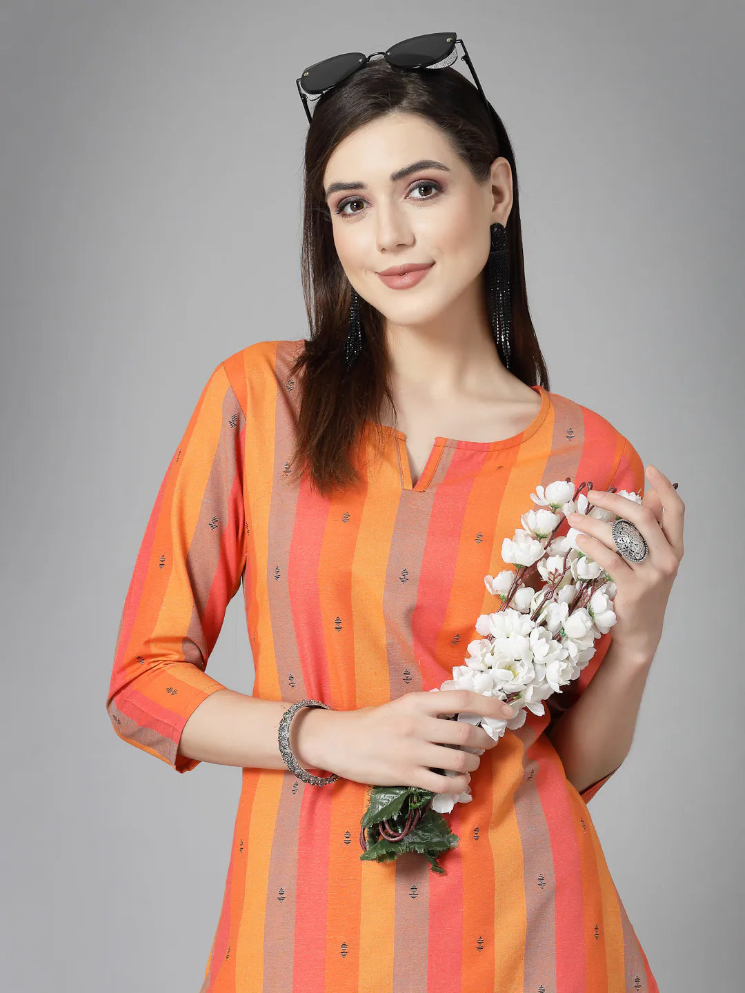 Woven Design Cotton Kurta Pant Set | Indian Women's Kurta Sets