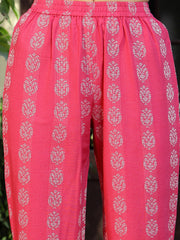 Stylum Women's Pink Woven Design Cotton Blend Straight Kurta Pant Set (KPPINKTAMKI)