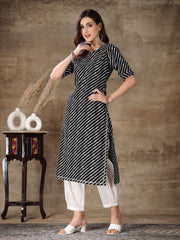 Stylum Women's Lehariya Printed Cotton Straight Kurta Pant Set (KPRAMADA)
