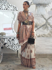 Women's Soft Grey Woven Design Designer Saree With Blouse Piece-KRAFT347002