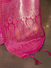 Women's Blend Peach Woven Design Designer Saree With Blouse Piece-KRIYAN295002