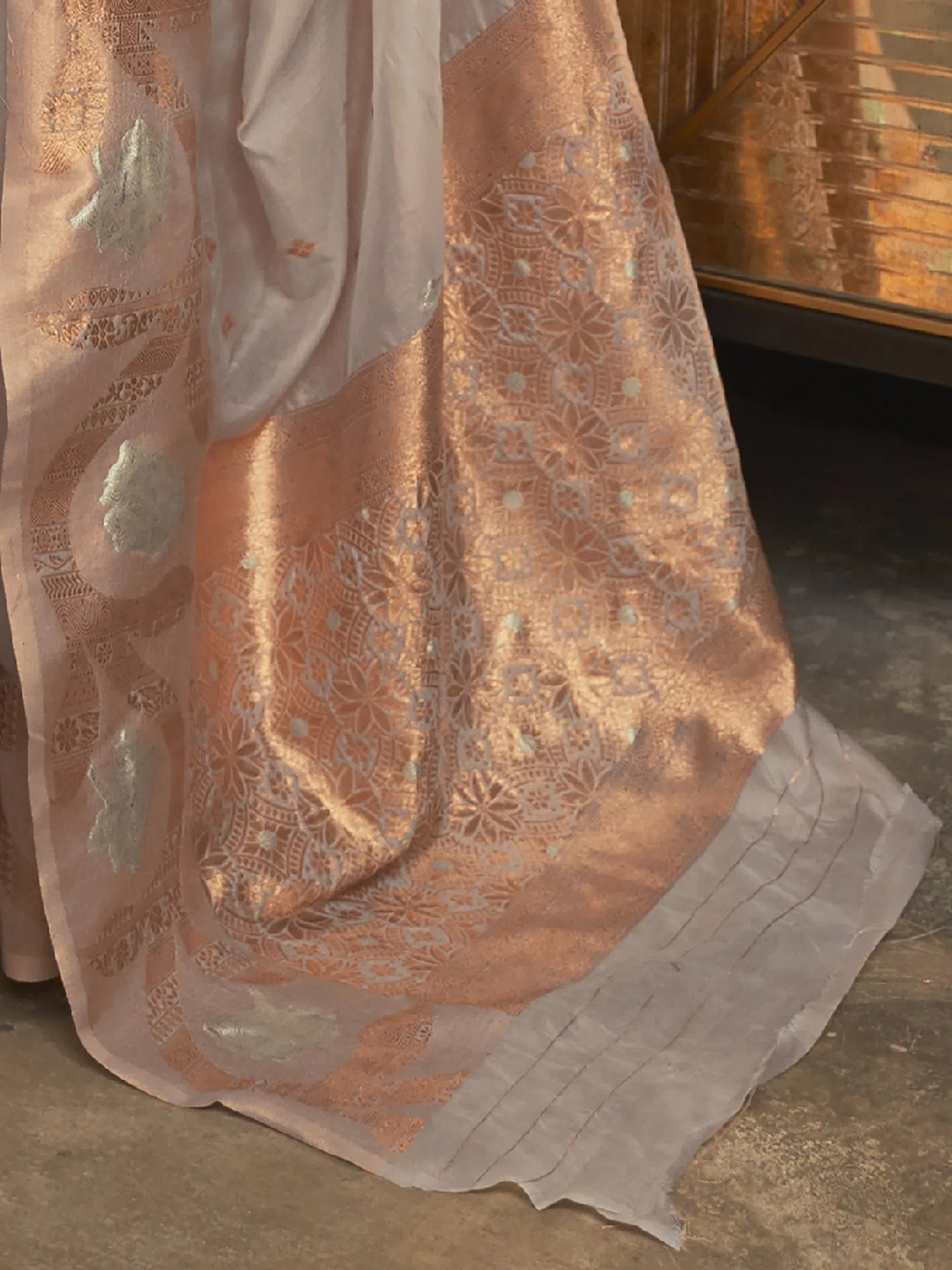 Cream Woven Designer Saree | Elegant Indian Wedding Sarees