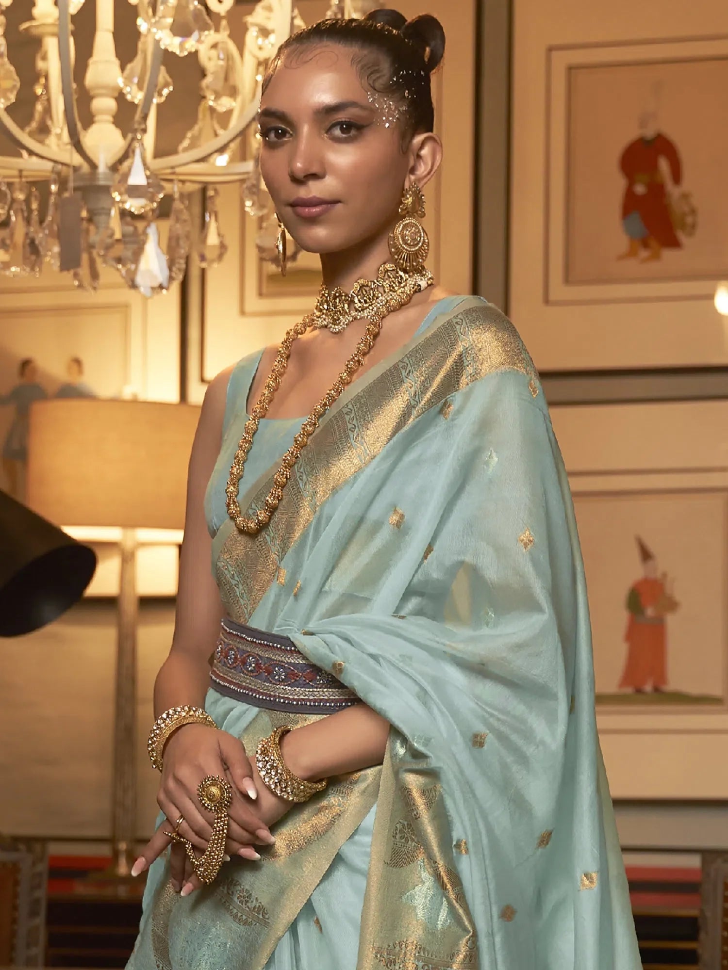 Blue Woven Designer Saree with Blouse | Indian Sarees