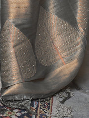 Women's Blend Grey Embellished Designer Saree With Blouse Piece-KROLNA296004