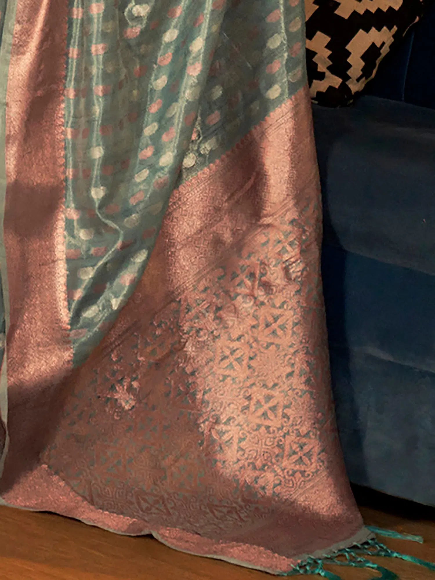 Sea Green Woven Designer Saree | Indian Sarees