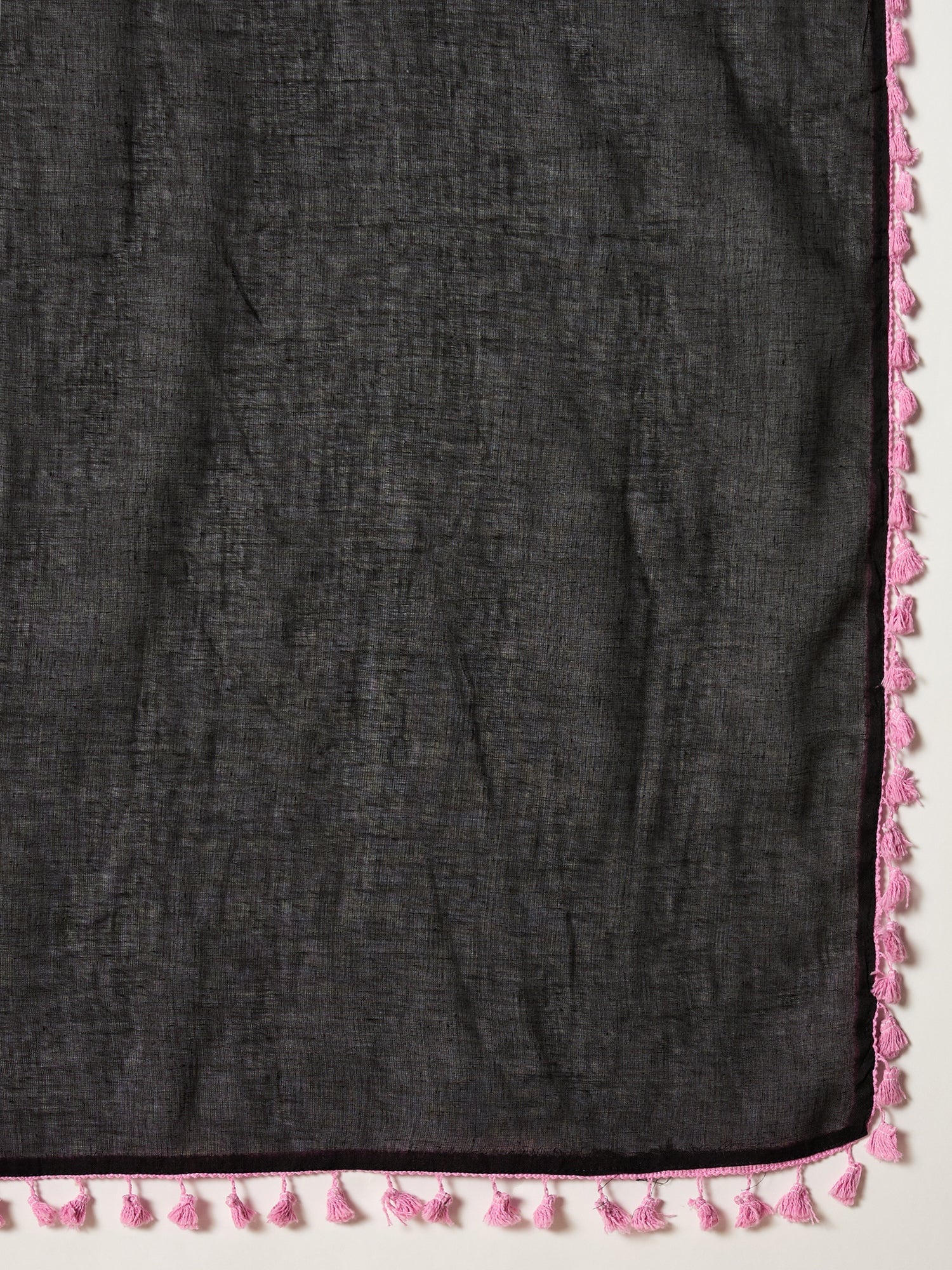 Women's Black Solid & Embroidered Pure Cotton Straight Kurti Farshi Sa
