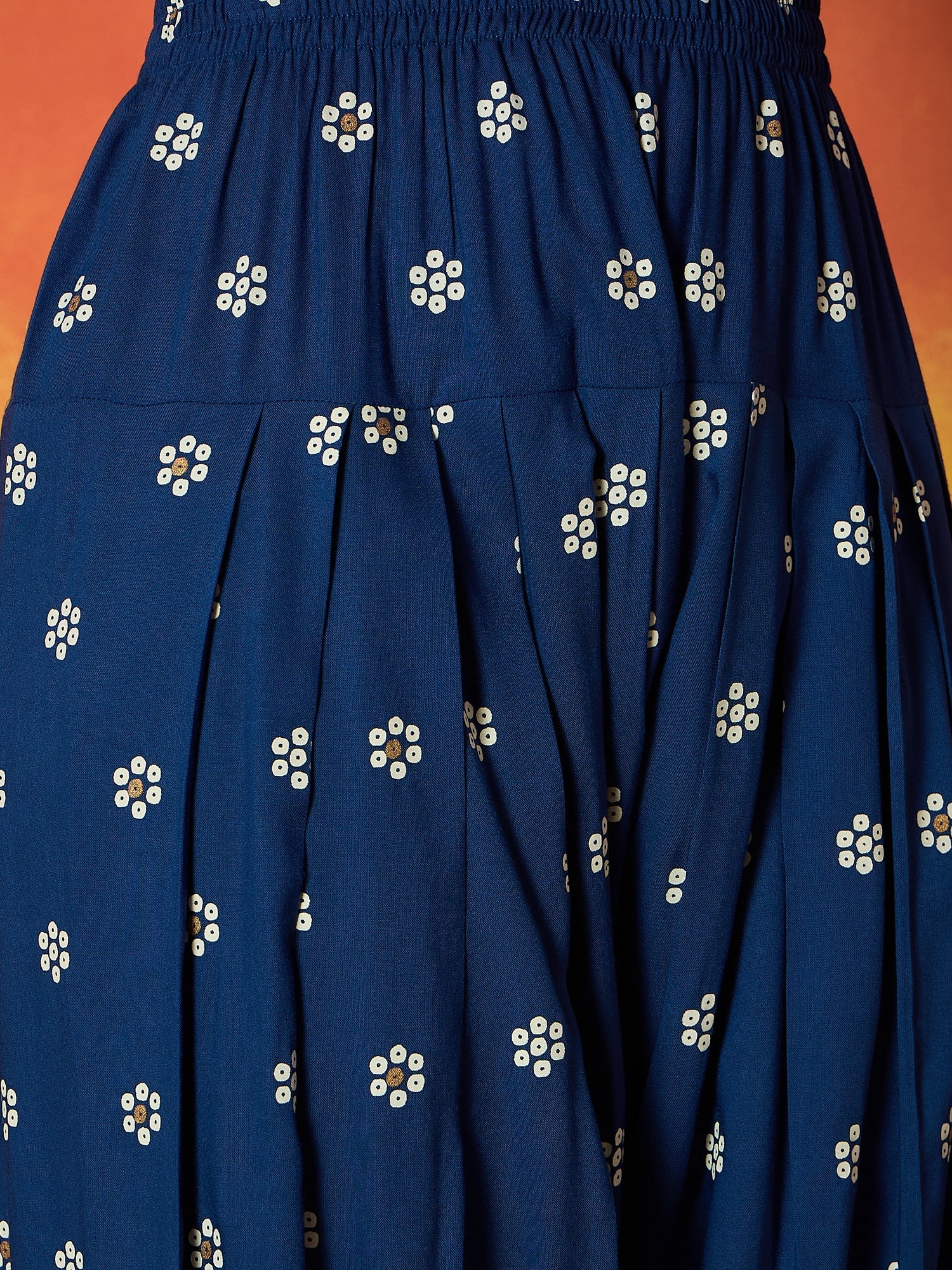 Women's Blue Floral Printed Rayon Straight Kurti Farshi Salwar Dupatta