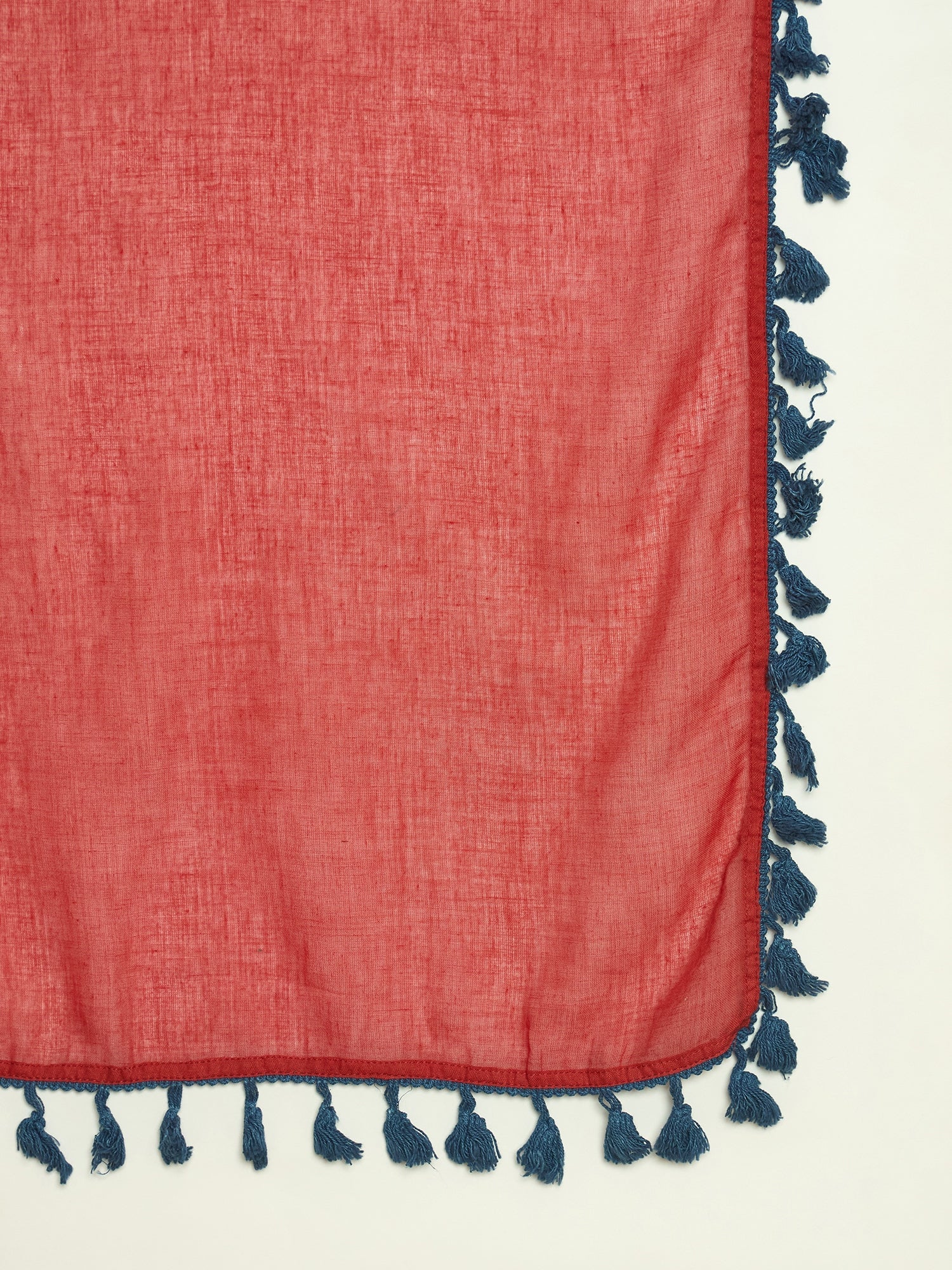 Women's Red Solid Cotton Straight Kurti Parshi Salwar Dupatta Set (KSD
