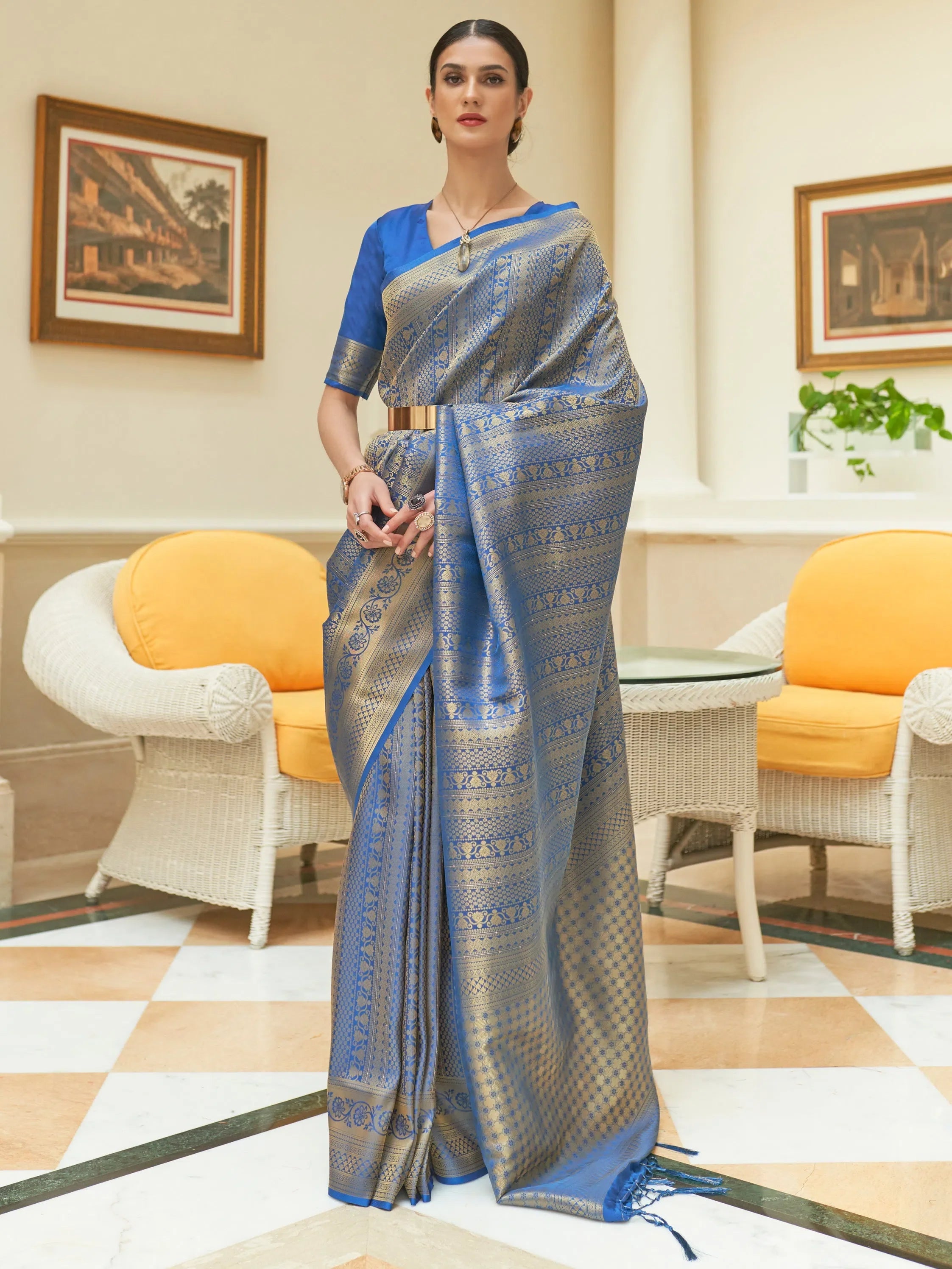 Blue Embroidered Saree - Designer Sarees India