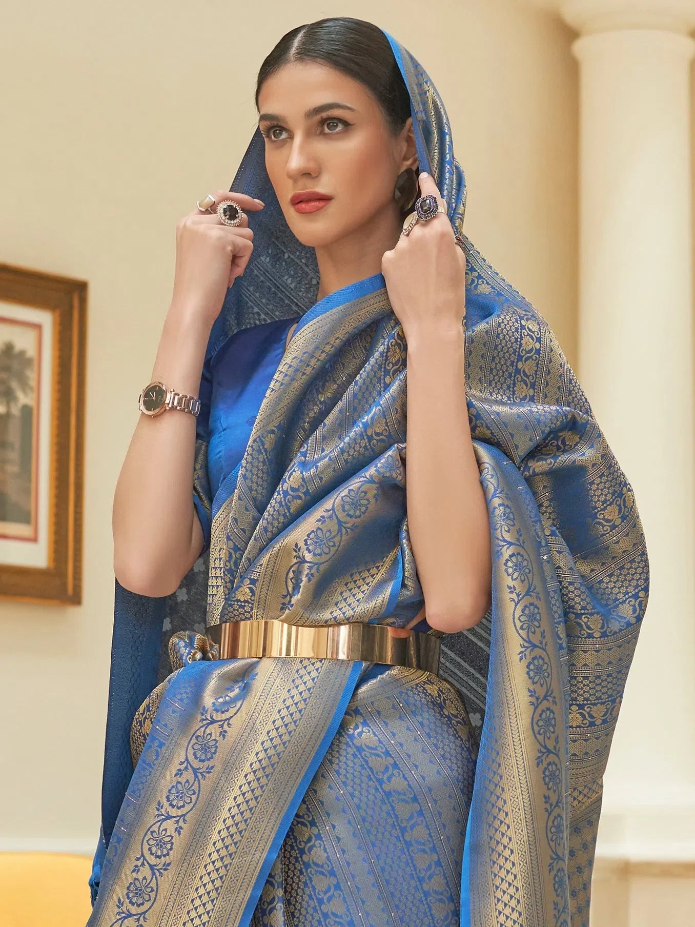 Blue Embroidered Saree - Designer Sarees India